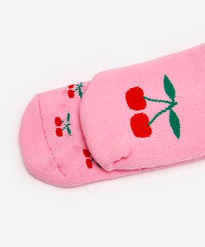 meia feminina sapatilha cerejas rosa