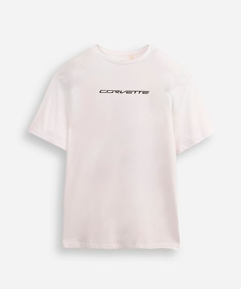 camiseta de algodão juvenil chevrolet corvette off white