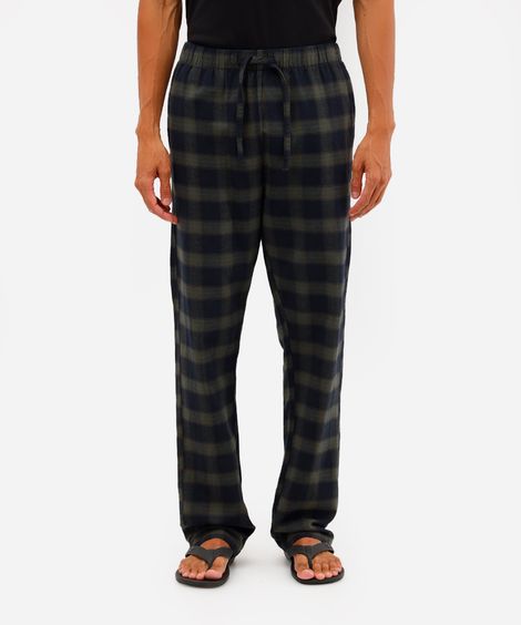 calça de pijama masculina avulsa xadrez verde