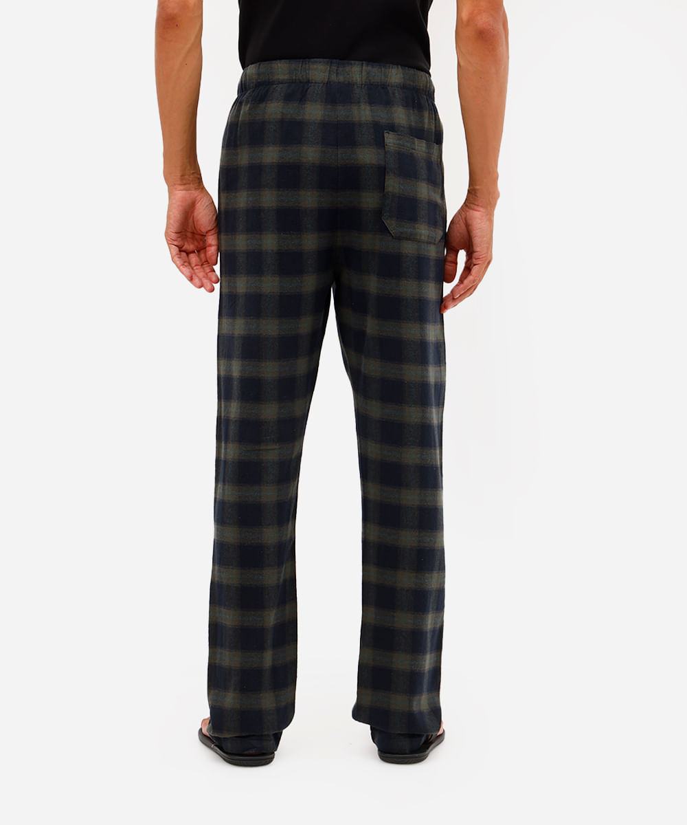 calça de pijama masculina avulsa xadrez verde