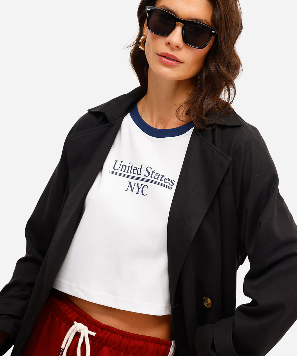 cropped feminino de algodão united states off white