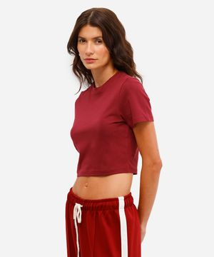 blusa básica feminina baby look vinho