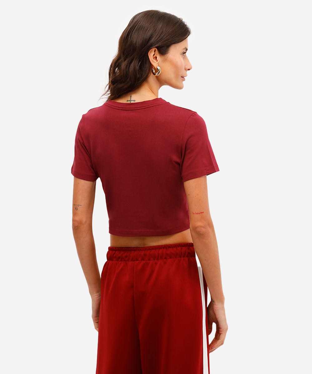 blusa básica feminina baby look vinho