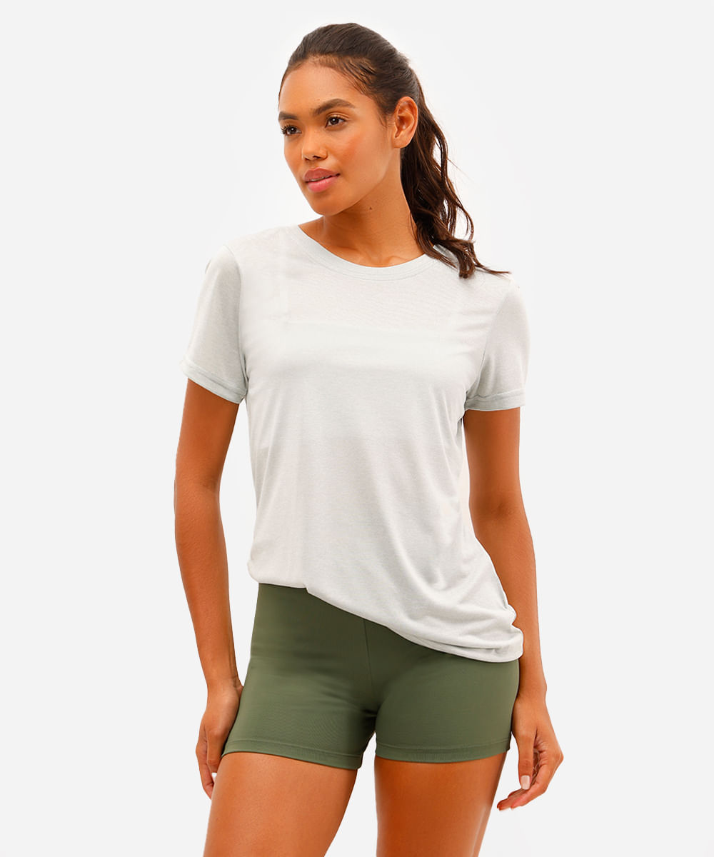 blusa esportiva manga curta cinza