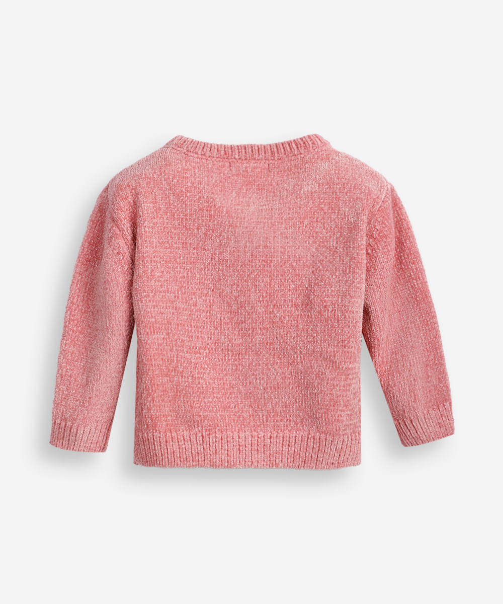 suéter de tricot infantil arco íris paetê rosa