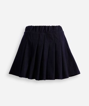 saia curta jeans infantil plissada azul