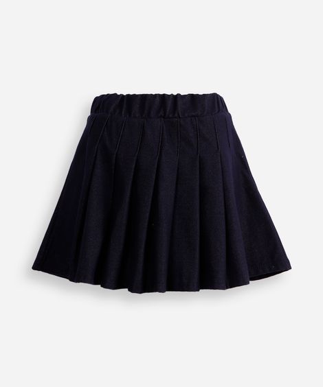 saia curta jeans infantil plissada azul