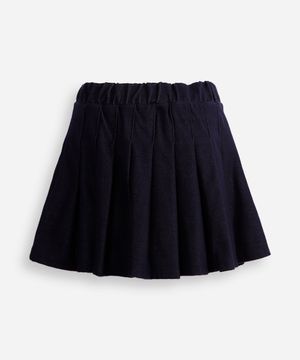 saia curta jeans infantil plissada azul