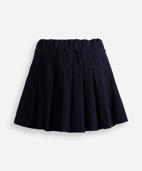 saia curta jeans infantil plissada azul