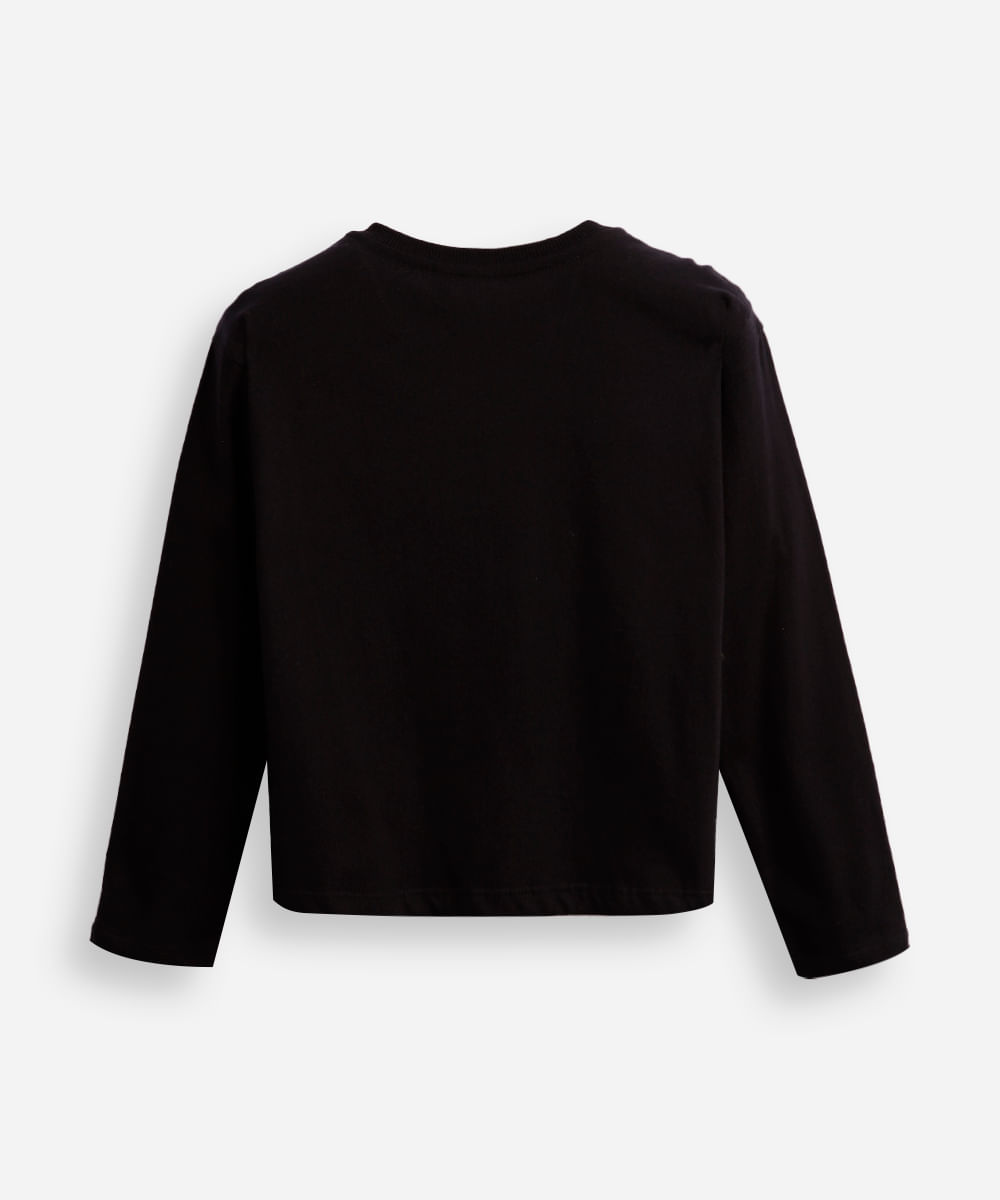blusa de algodão infantil manga longa kuromi preta