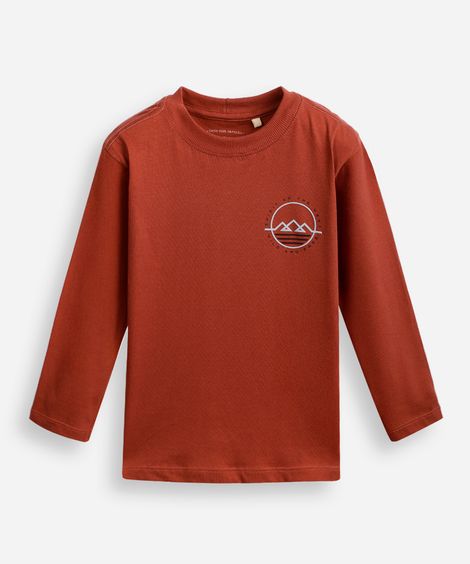 blusa de algodão infantil manga longa marrom