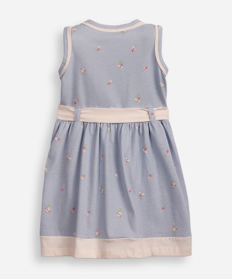 vestido infantil de algodão floral azul