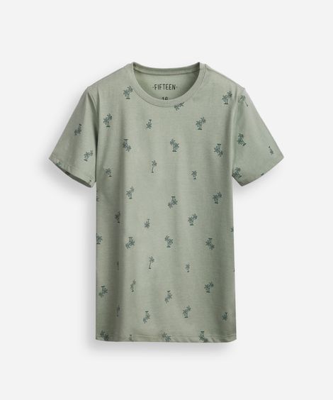 camiseta de algodão juvenil coqueiro verde