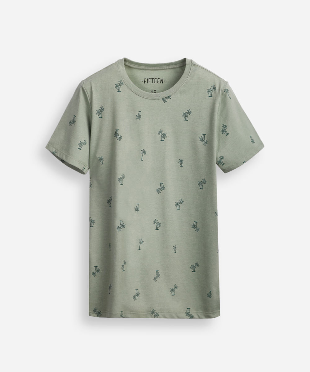 camiseta de algodão juvenil coqueiro verde
