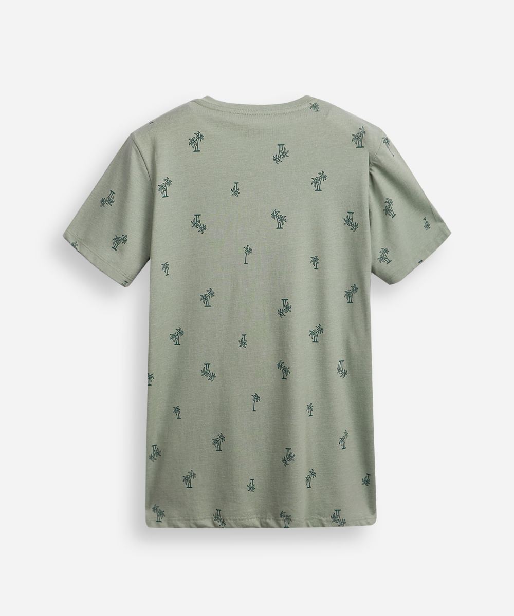 camiseta de algodão juvenil coqueiro verde