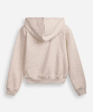 jaqueta juvenil de moletom com capuz e bolso cinza