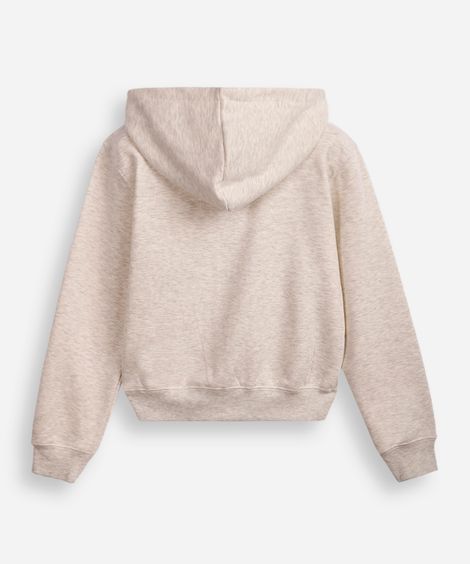 jaqueta juvenil de moletom com capuz e bolso cinza