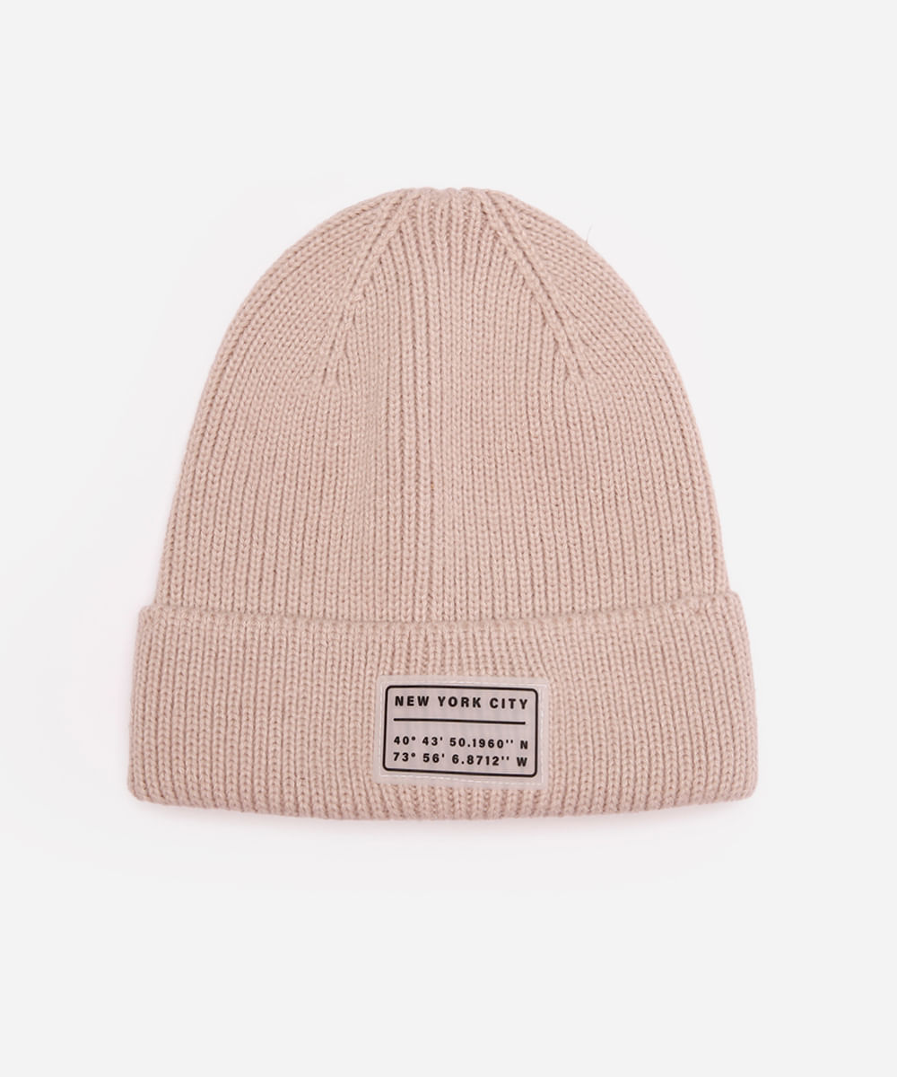 gorro infantil texturizado new york bege