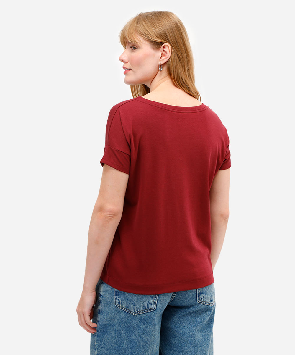 blusa feminina de algodão peruano manga curta vinho
