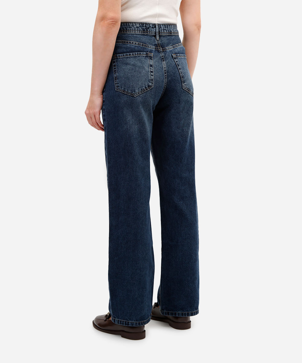 calça wide leg feminina jeans cintura alta azul