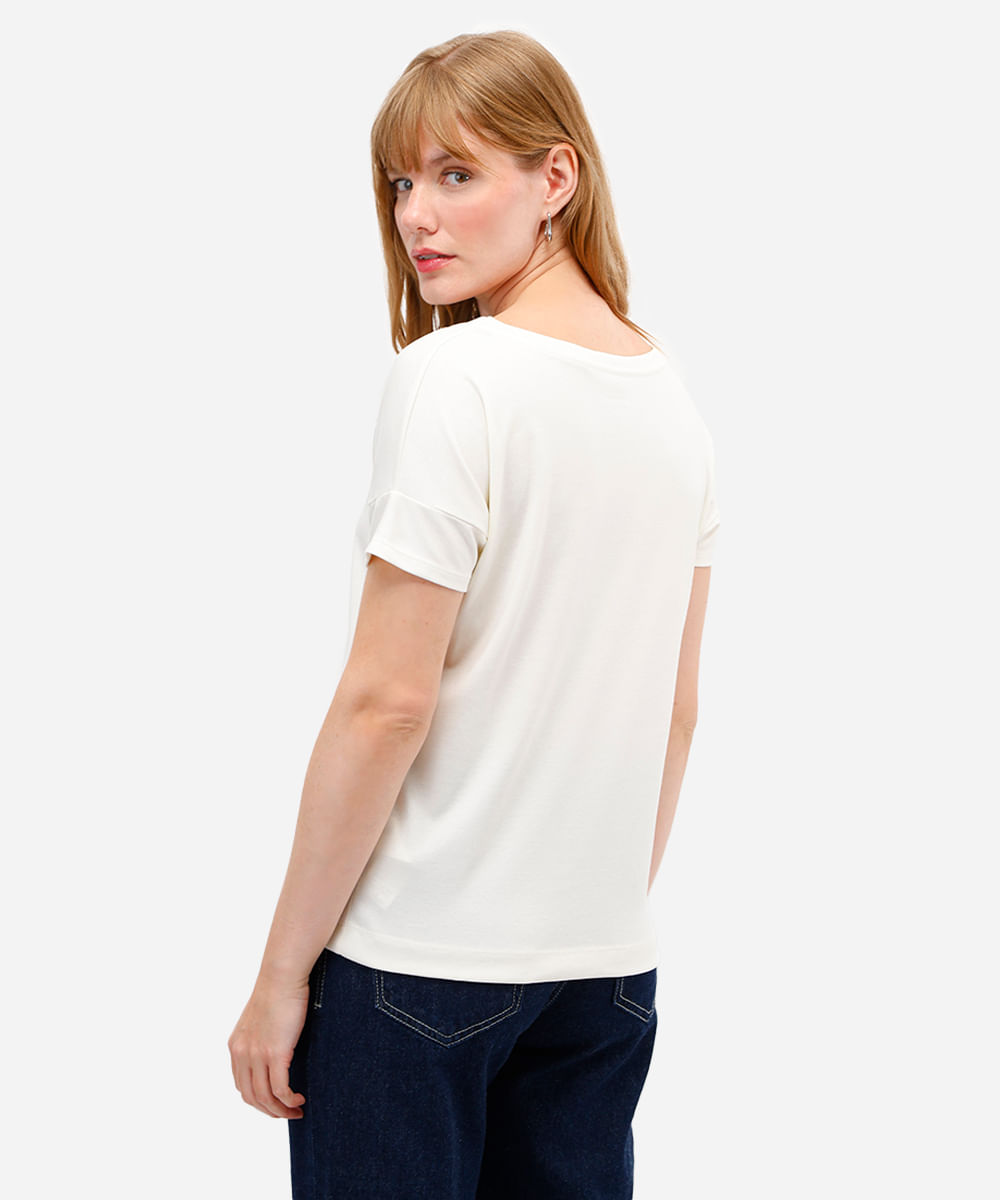 blusa feminina de algodão peruano manga curta off white