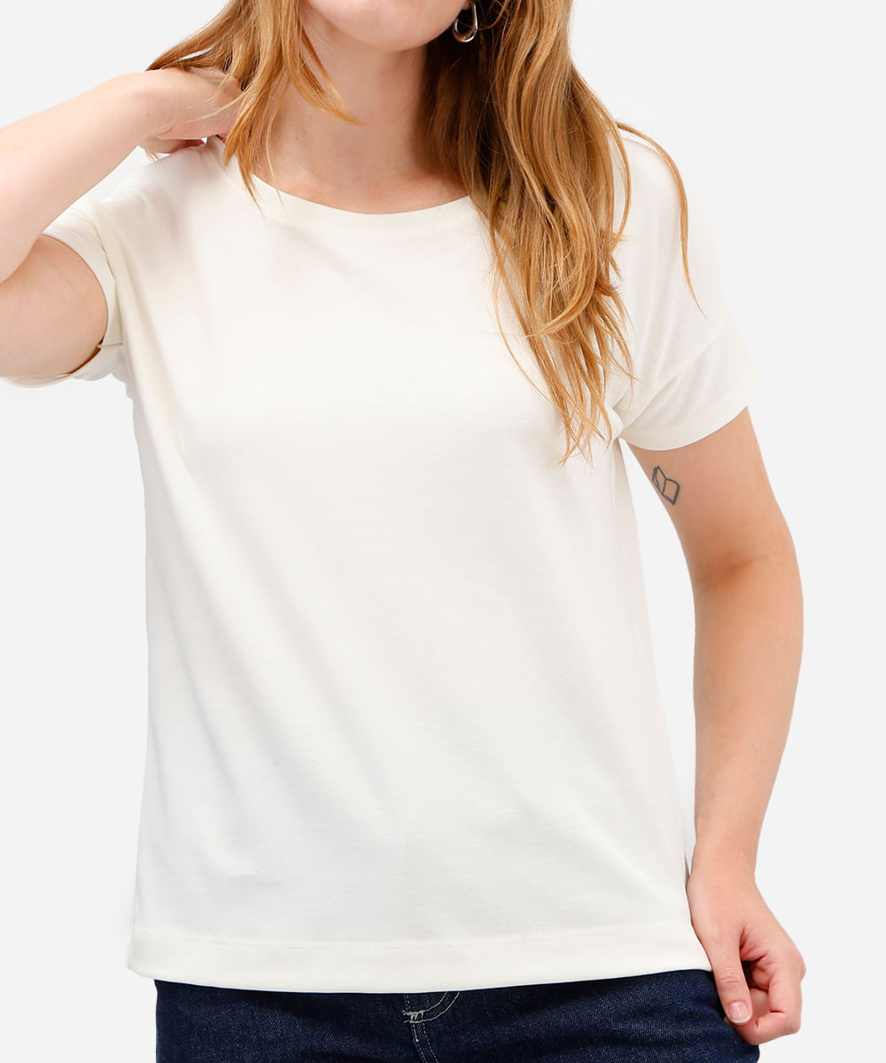 blusa feminina de algodão peruano manga curta off white