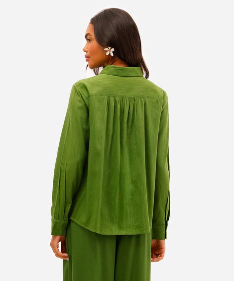 camisa feminina de algodão com recorte verde