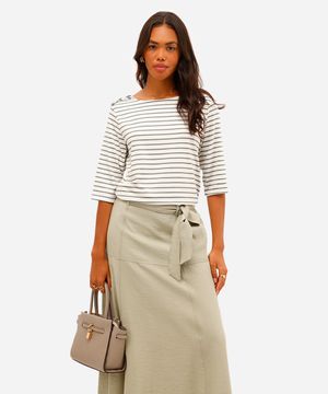 blusa feminina com viscose listrada verde