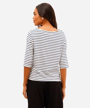 blusa feminina com viscose listrada azul