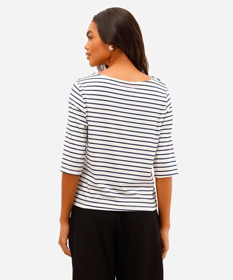 blusa feminina com viscose listrada azul