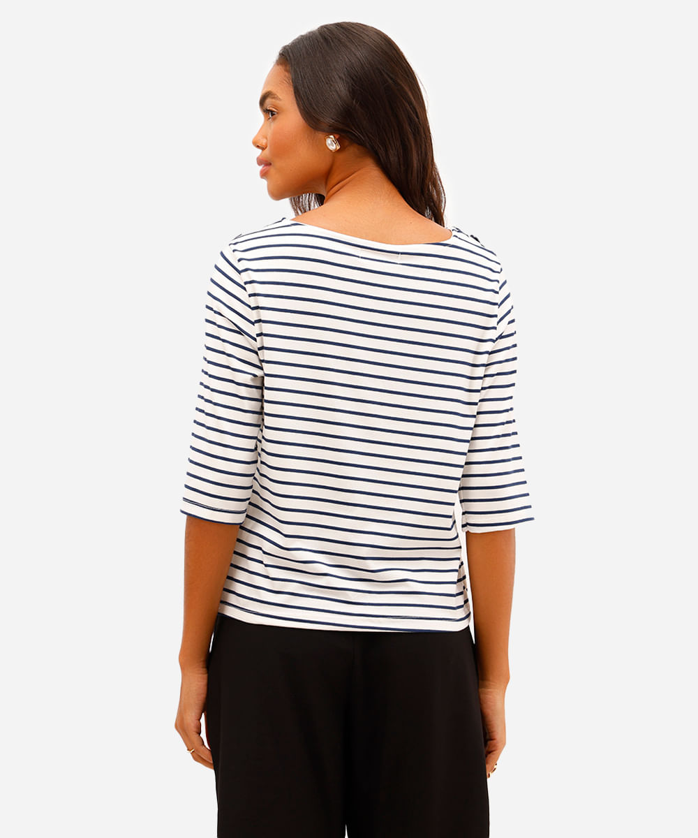 blusa feminina com viscose listrada azul
