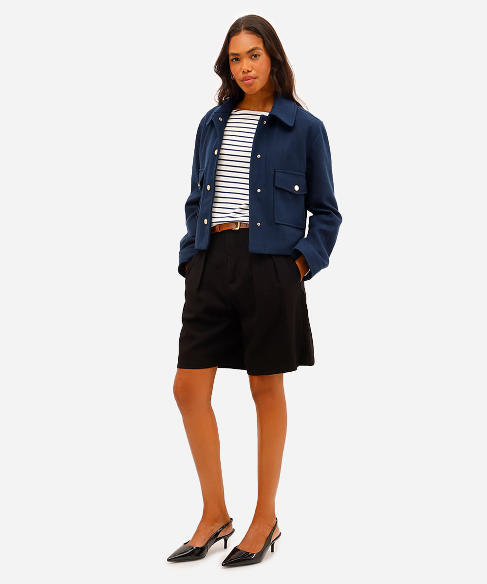 blusa feminina com viscose listrada azul