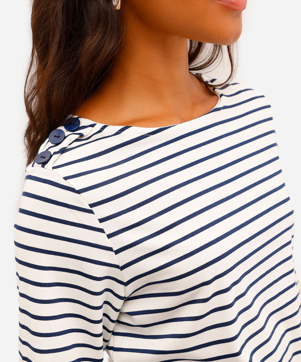 blusa feminina com viscose listrada azul