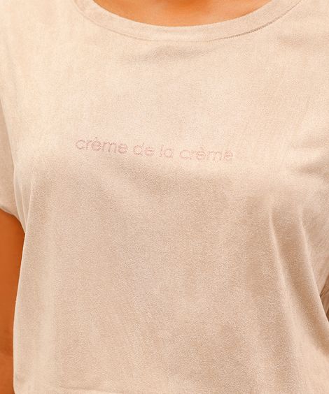 blusa muscle feminina de suede crème de la crème bege