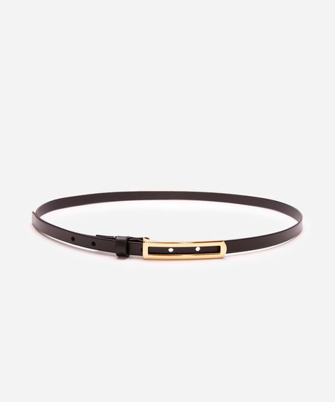cinto skinny fivela retangular vazada preto