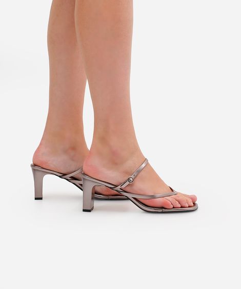 tamanco bico quadrado oneself prateado