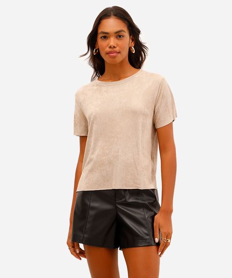 blusa feminina de suede crème de la crème bege