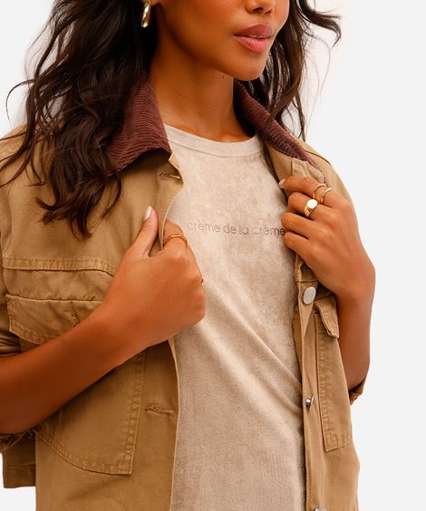 blusa feminina de suede crème de la crème bege