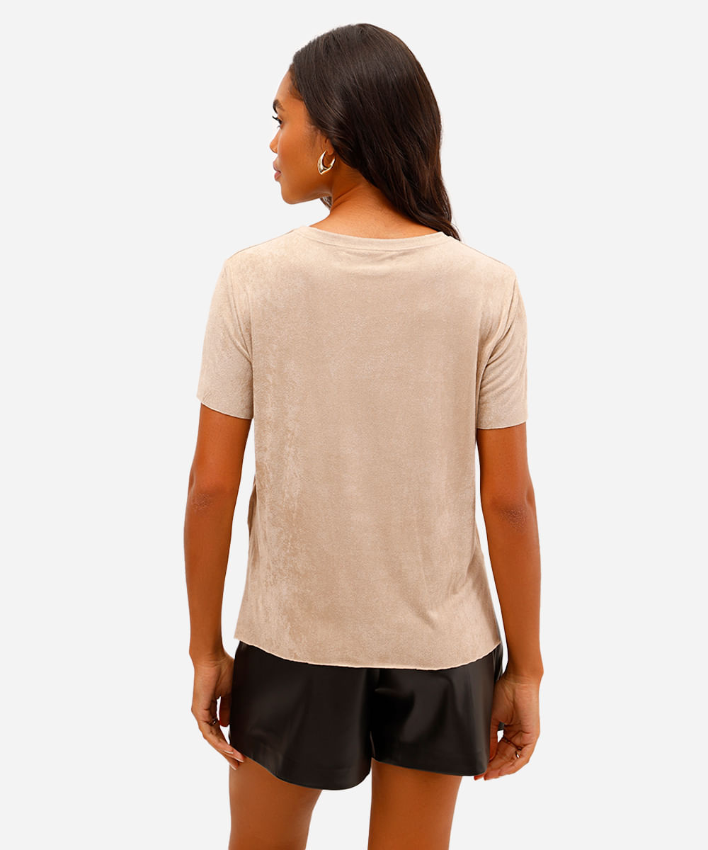 blusa feminina de suede crème de la crème bege