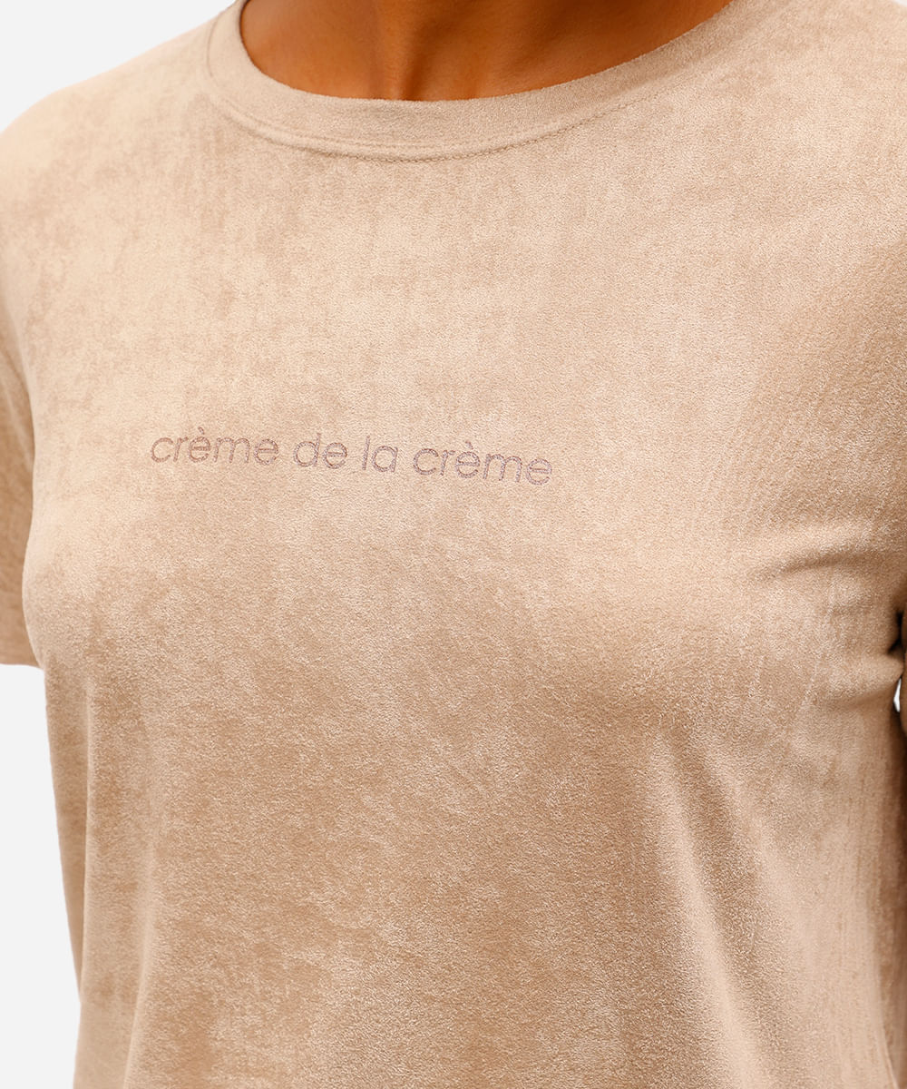blusa feminina de suede crème de la crème bege