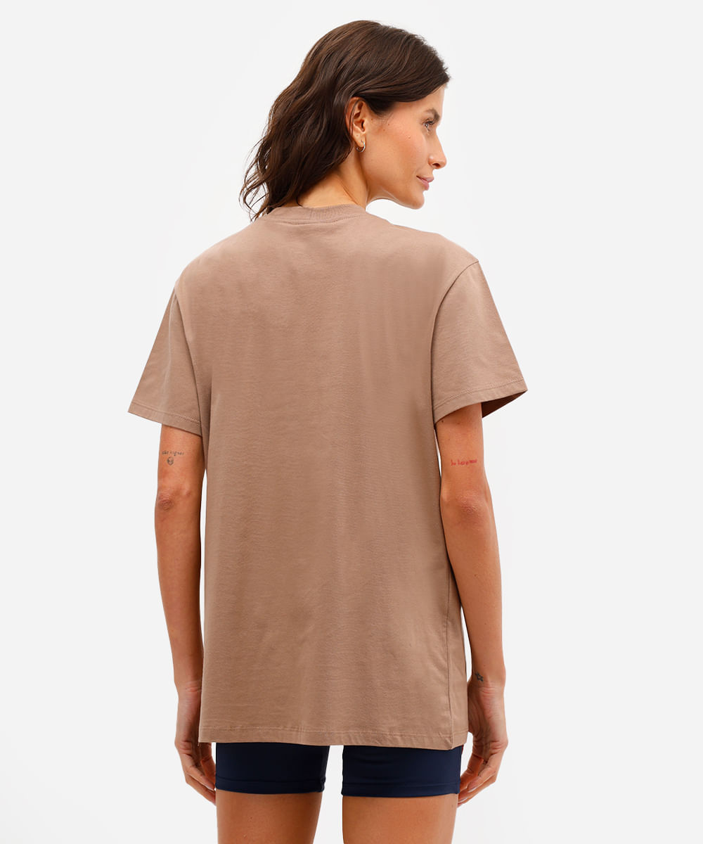 camiseta esportiva feminina de algodão pilates marrom