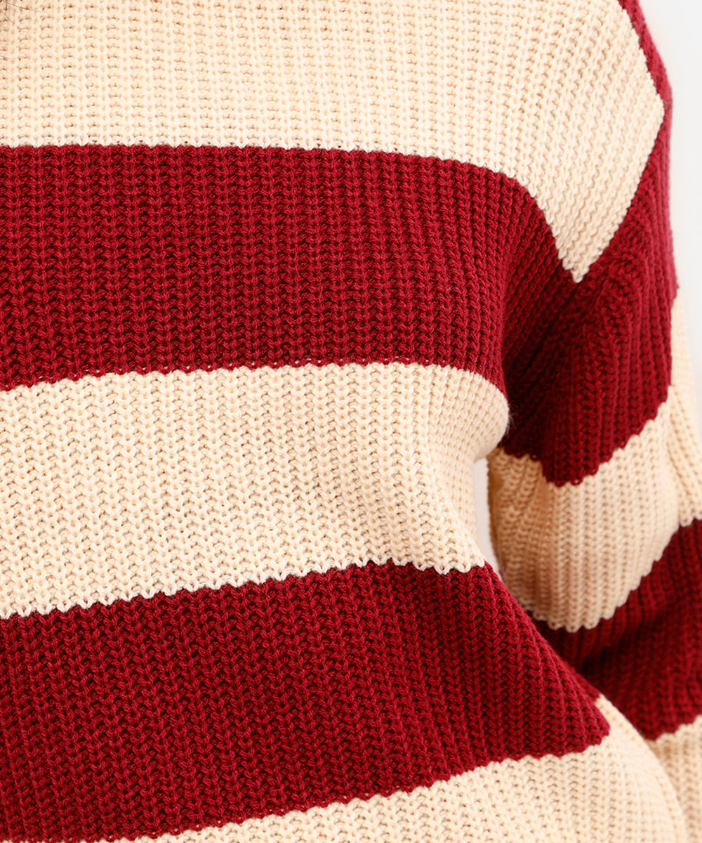 suéter feminino de tricot listrado vinho