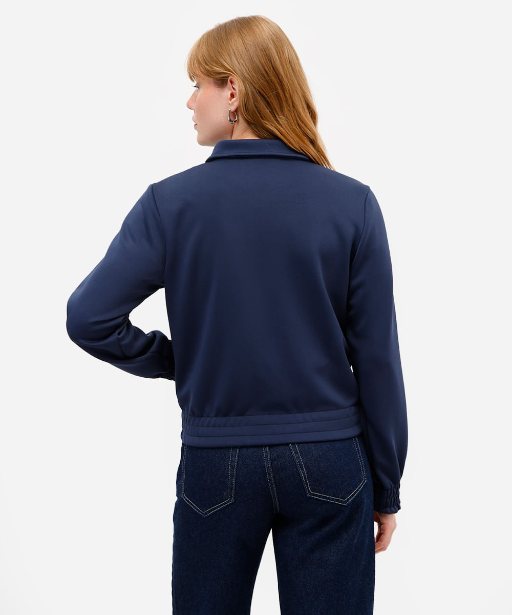 jaqueta bomber feminina com listras azul
