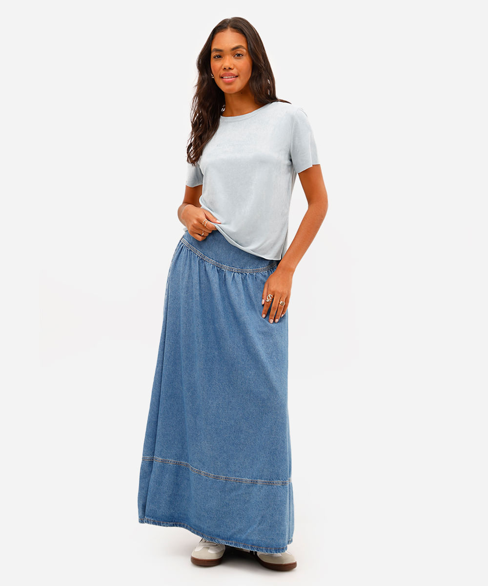 blusa feminina de suede merci mon amour azul