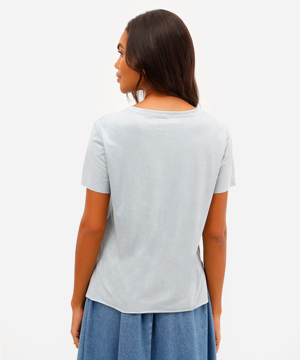 blusa feminina de suede merci mon amour azul