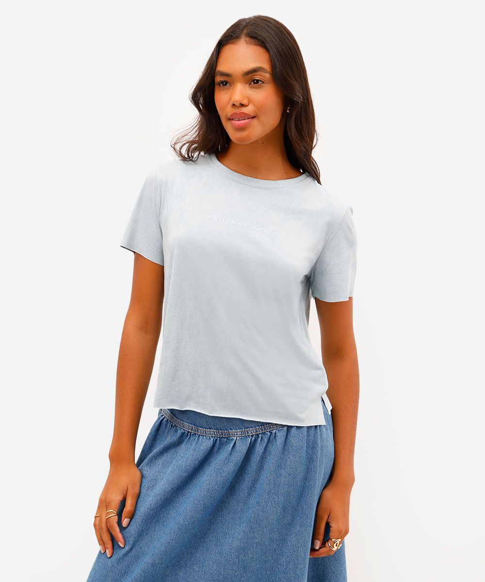 blusa feminina de suede merci mon amour azul