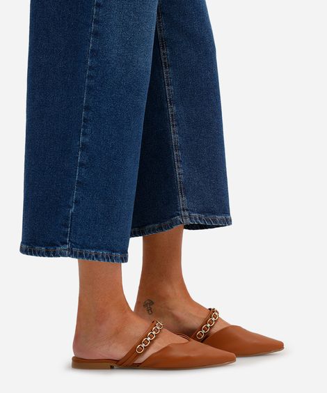 mule bico fino com corrente oneself marrom