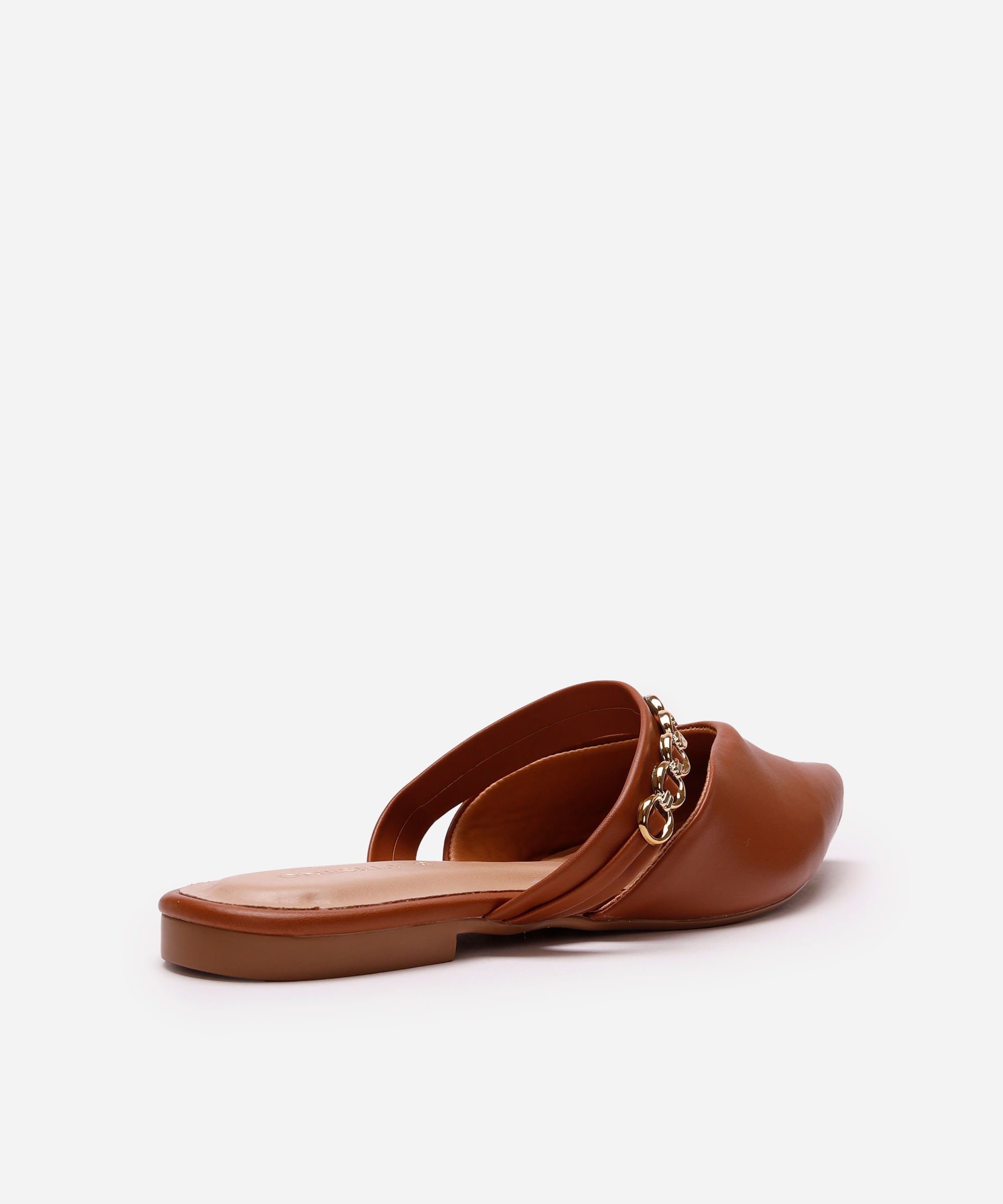 mule bico fino com corrente oneself marrom
