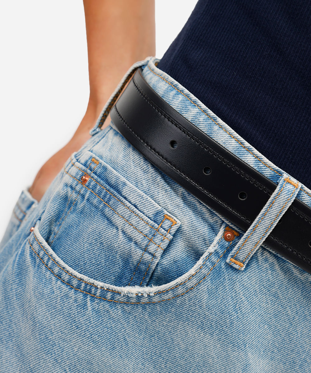 calça baggy feminina jeans cintura média azul