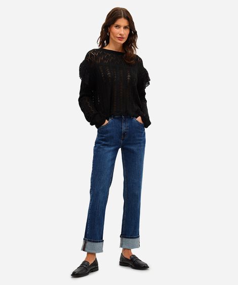 calça slim feminina jeans cintura média - jeans escuro